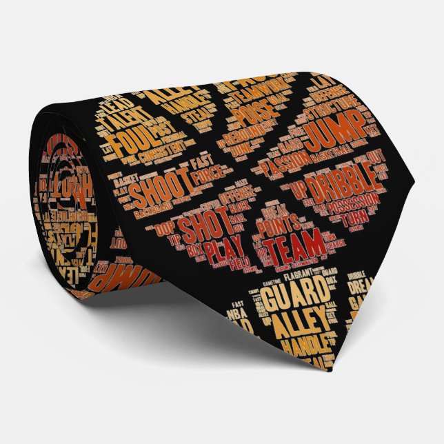 Basketball Sports Game Graphic Mens Black Tie (Rolled)