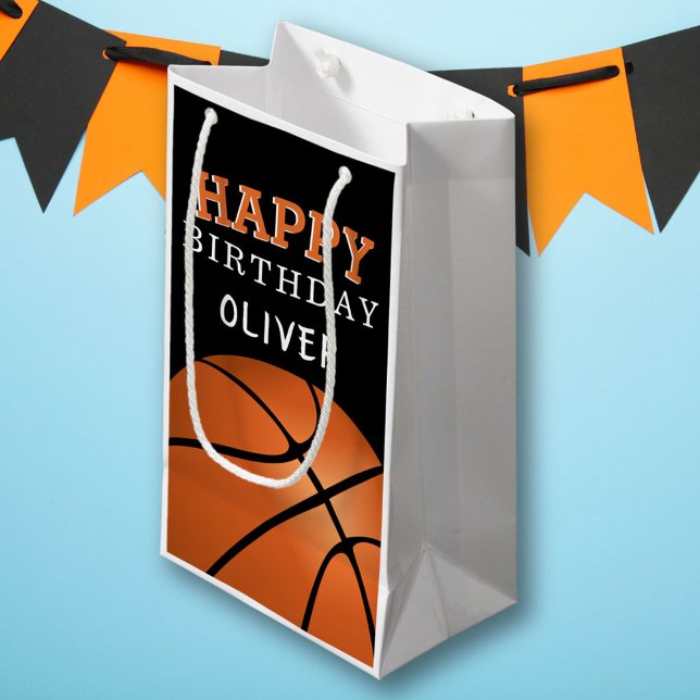 Basketball Sports Happy Birthday Name Small Gift Bag (Creator Uploaded)