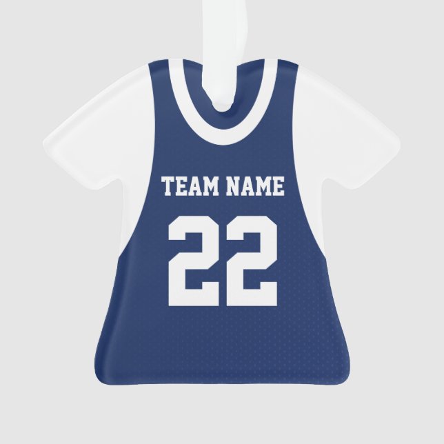 Basketball Sports Jersey Blue with Photo Ornament (Front)