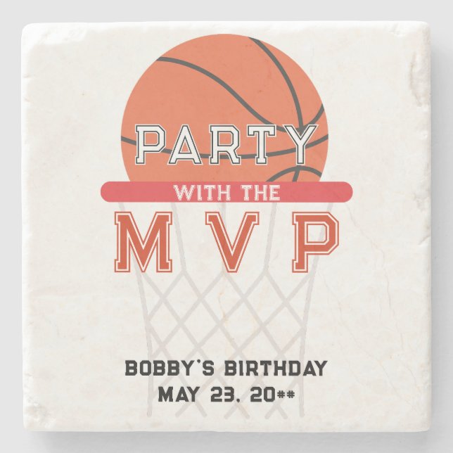 Basketball Sports Jumpman Theme Any Age Birthday Stone Coaster (Front)