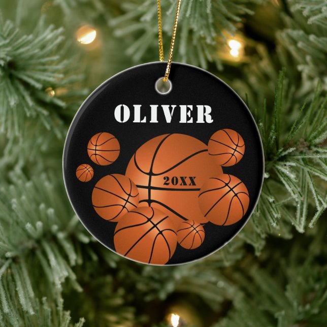 Basketball Sports Kids Keepsake Christmas Ceramic Tree Decoration (Tree)