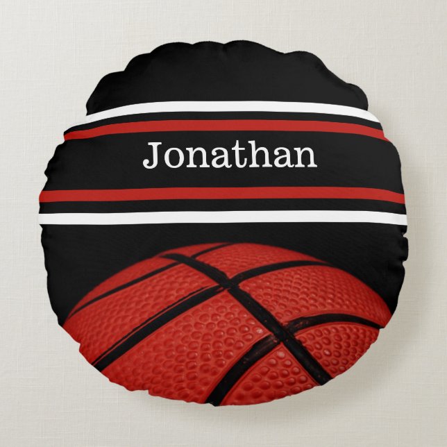 Basketball  Sports Name, Player Coach Teammate Round Cushion (Front)