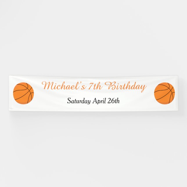 Basketball Sports Orange Birthday Banner (Horizontal)