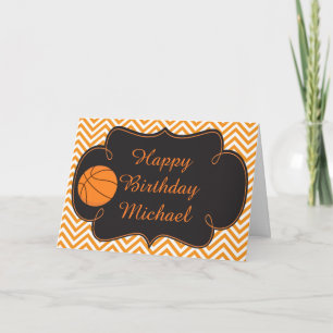 Basketball Sports Orange Birthday  Card
