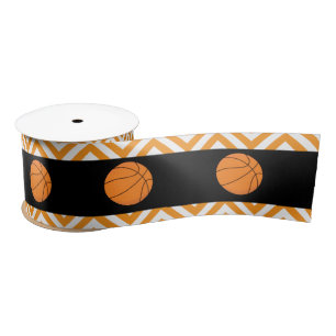 Basketball Sports Orange Birthday Satin Ribbon