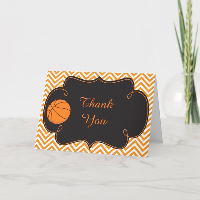 Basketball Sports Orange Birthday Thank You (Front)