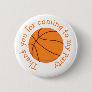 Basketball Sports Orange 'Thank you for coming' 6 Cm Round Badge