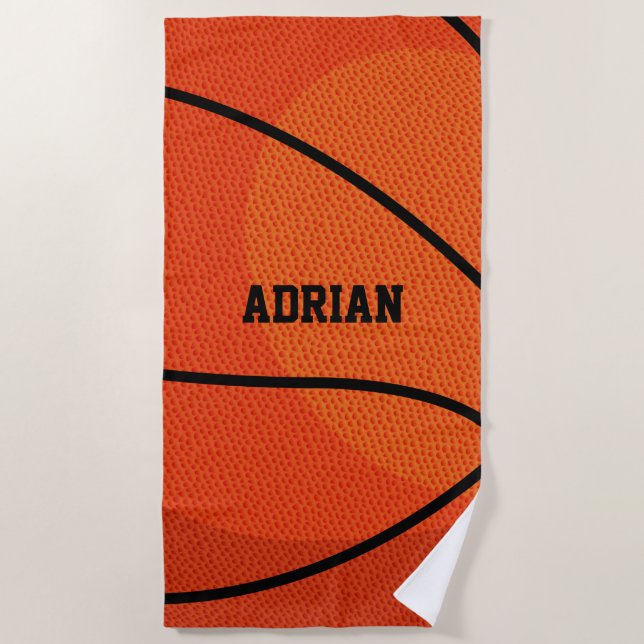 Basketball Sports Personalised Beach Towel (Front)