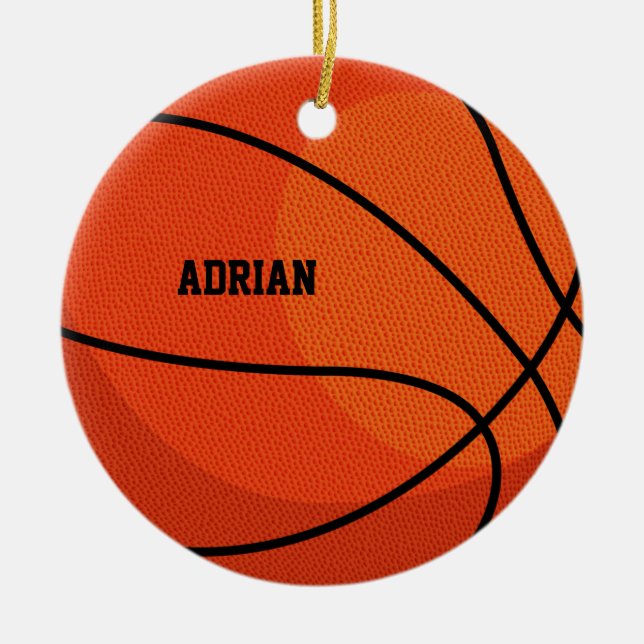 Basketball Sports Personalised Christmas Ceramic Tree Decoration (Front)