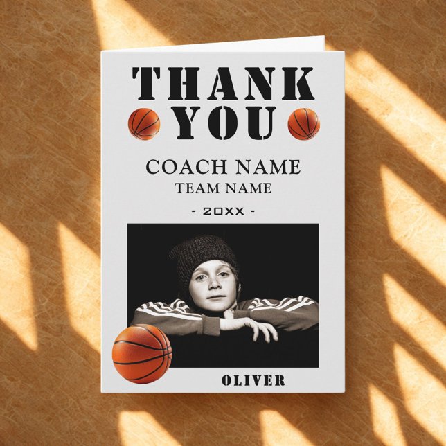 Basketball Sports Photo Coach  Thank You Card (Creator Uploaded)