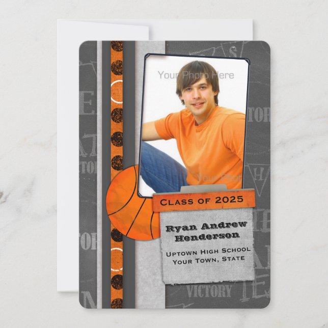 Basketball, Sports, Photo Graduation Announcement (Front)