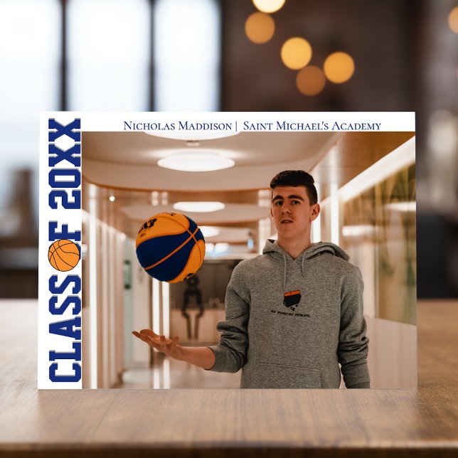 Basketball Sports Photo Graduation Party Invitation (Creator Uploaded)