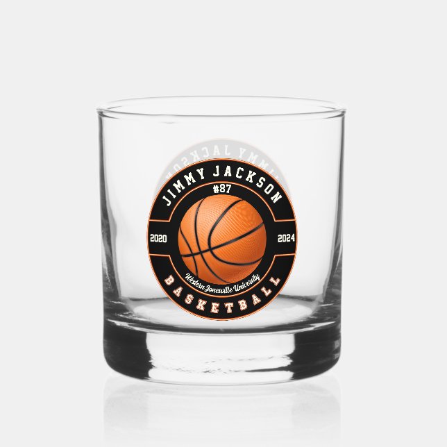 Basketball Sports Rocks Whiskey Glass Drinkware (Front)