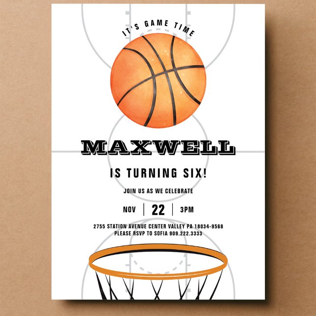 Basketball Sports Slam Dunk Theme Birthday Invitation (Creator Uploaded)