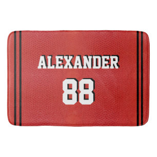 Basketball Sports Team custom name jersey number   Bath Mat