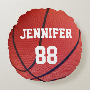 Basketball Sports Team custom name number Round Cushion
