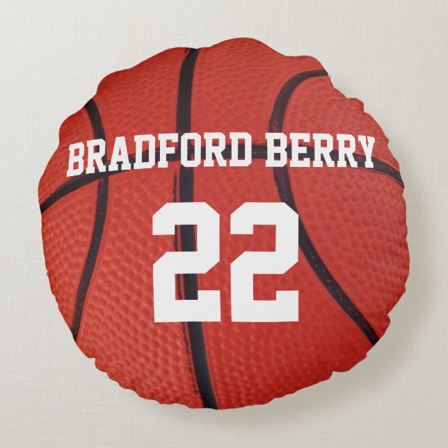 Basketball Sports Team custom Name Number Round Cushion (Back)
