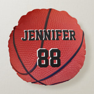 Basketball Sports Team custom name number Round Pi Cushion