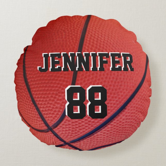 Basketball Sports Team custom name number Round Pi Round Cushion (Front)