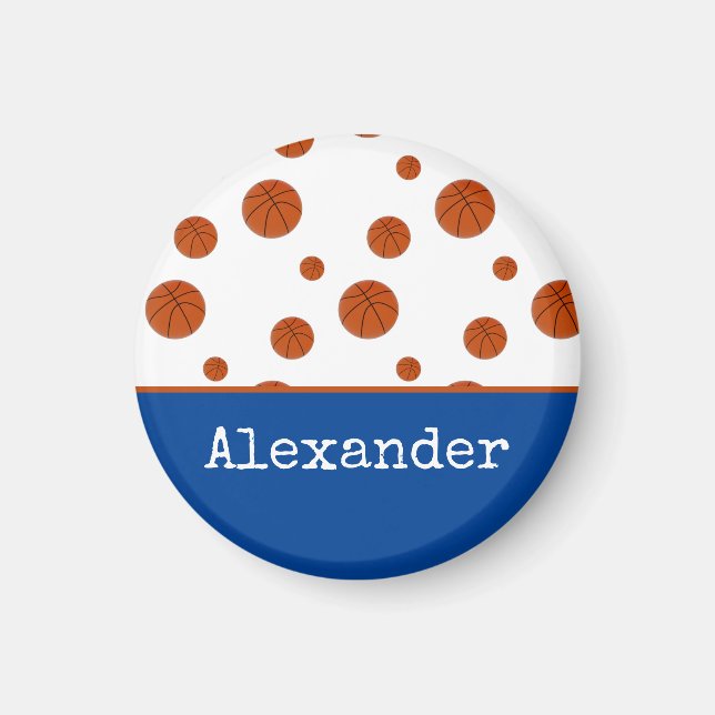 Basketball Sports Team Personalised Blue  Magnet (Front)