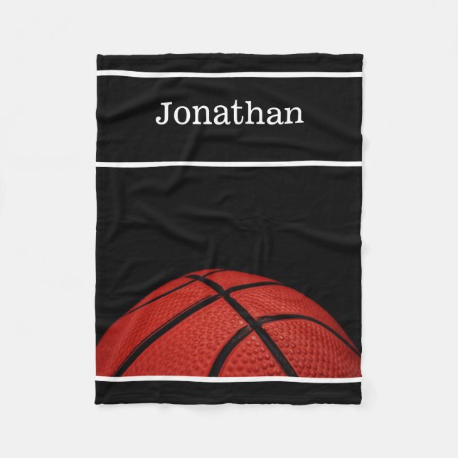 Basketball sports team player fa, add name black fleece blanket (Front)