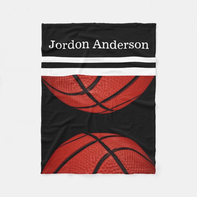 Basketball sports team player fan add name fleece blanket (Front)