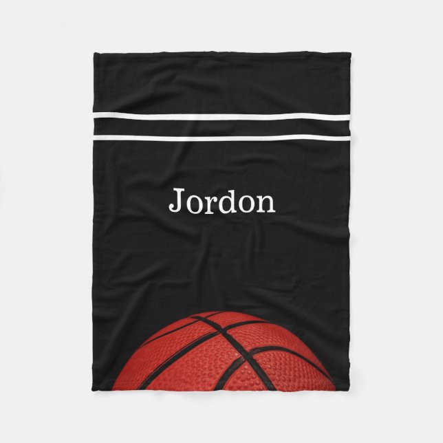 Basketball sports team player fan, add name fleece blanket (Front)