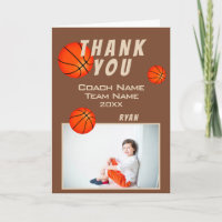 Basketball Sports Thank you Coach Card