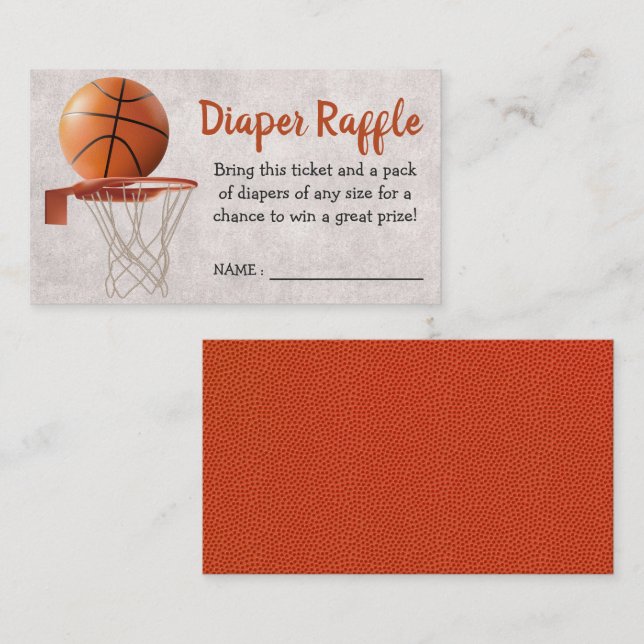 Basketball Sports Theme Baby Shower Diaper Raffle Enclosure Card (Front/Back)