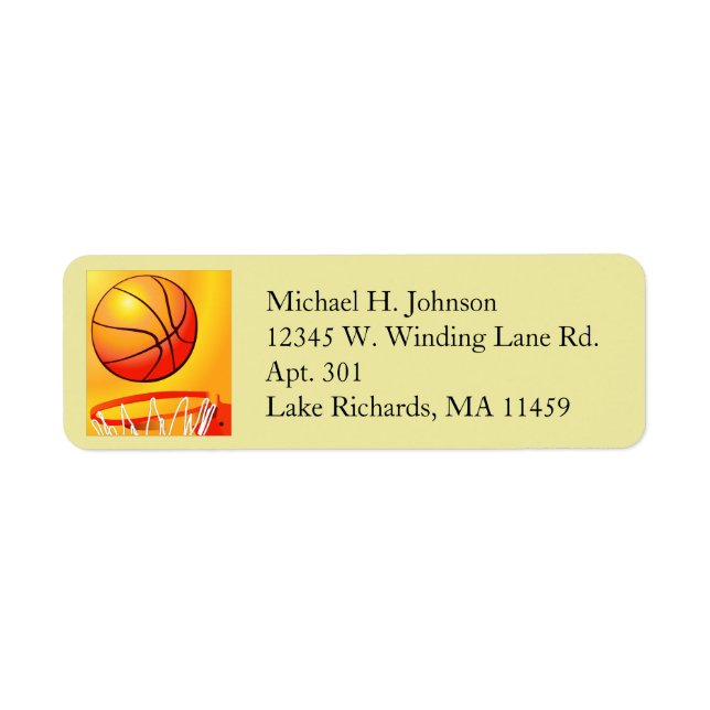Basketball Sports Theme Custom Colour Name Address (Front)