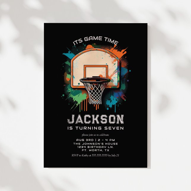Basketball Sporty Boy Birthday Party Invitation (Creator Uploaded)