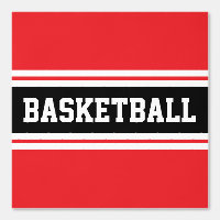 BASKETBALL Sporty Bright Red Black White Stripes 