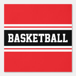BASKETBALL Sporty Bright Red Black White Stripes  Wallpaper