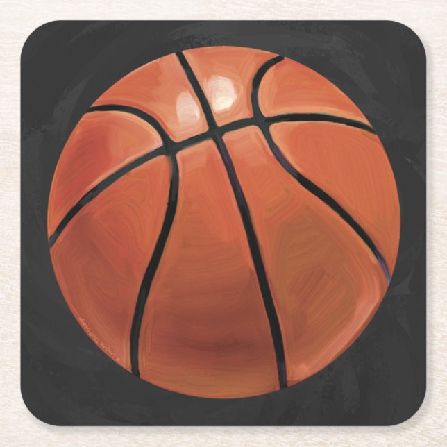 Basketball Square Paper Coaster (Front)