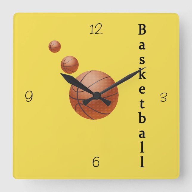 Basketball Square Wall Clock (Front)