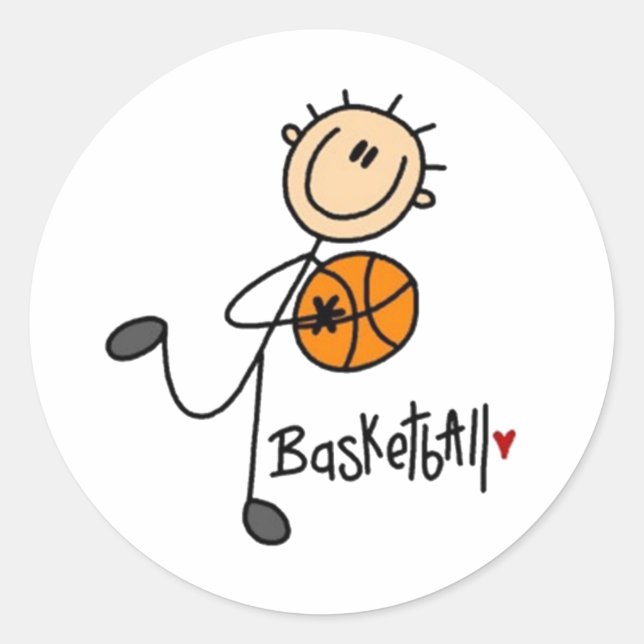 Basketball Stick Figure Classic Round Sticker (Front)