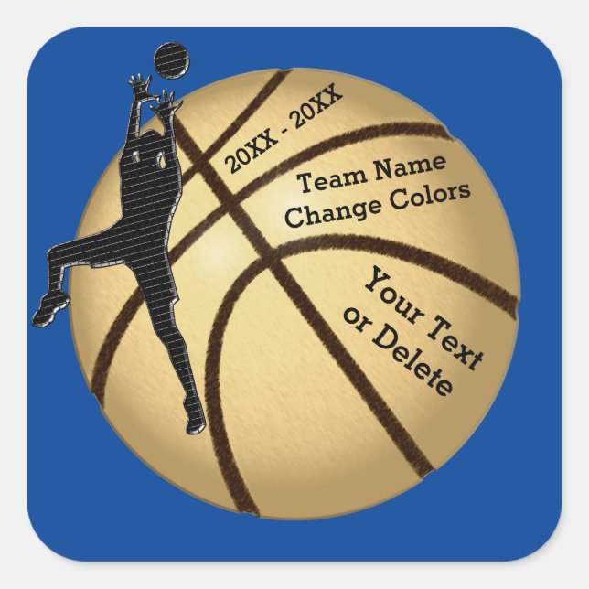 Basketball Stickers in YOUR COLORS and 3 TEXT (Front)