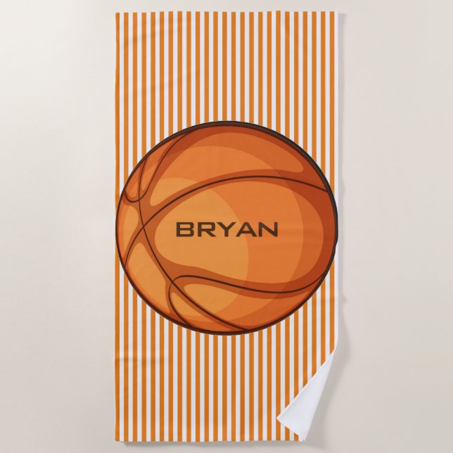 Basketball Stripes Design Beach Towel (Front)