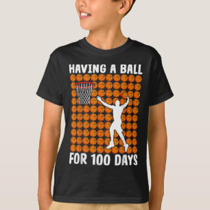 Basketball Student 100th Day Having Ball 100 Days T-Shirt