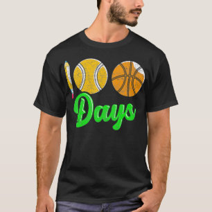 Basketball Student Gift Sport Kids 100 Days Of Sch T-Shirt