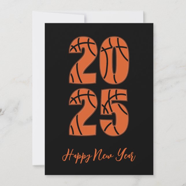 Basketball style simple happy new years cards 2025 (Front)