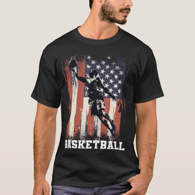 Basketball Support The Team Flag Usa Hoops Dream A T-Shirt (Front)
