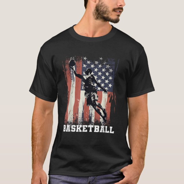 Basketball Support the Team Flag USA Hoops Dream A T-Shirt (Front)