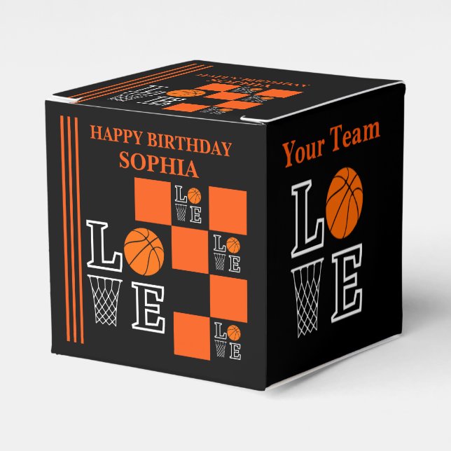 Basketball Swoosh Black Birthday  Favour Boxes (Front Side)