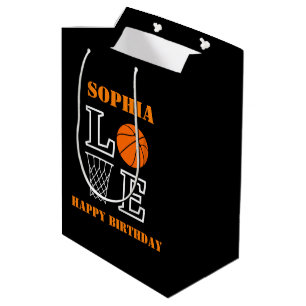 Basketball Swoosh Black Birthday Gift Bag