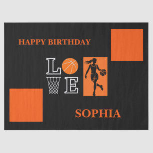 Basketball Swoosh Black Birthday Large Gift Bag Tissue Paper