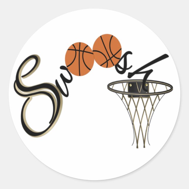 Basketball Swoosh Classic Round Sticker (Front)