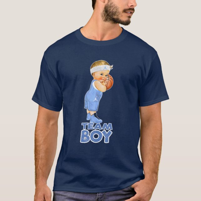 Basketball Team Boy Baby Gender Reveal T-Shirt (Front)