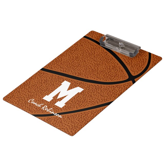 basketball team coach gifts with custom name clipboard (Angled)