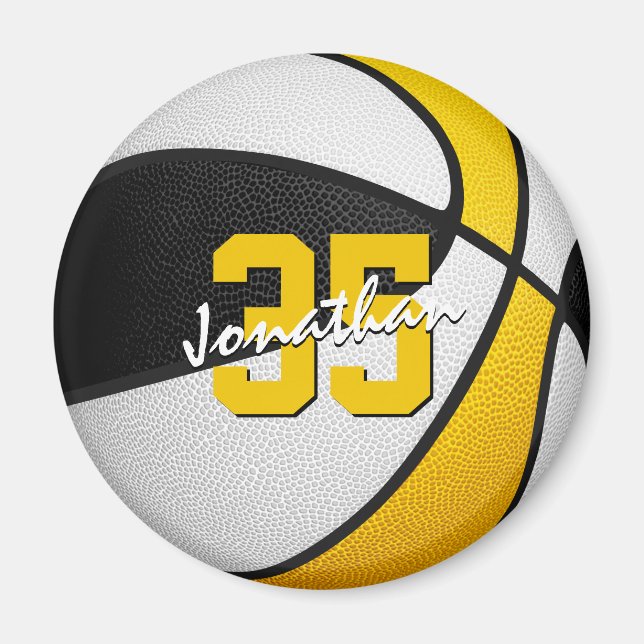 basketball team colours gifts black gold magnet (Front)